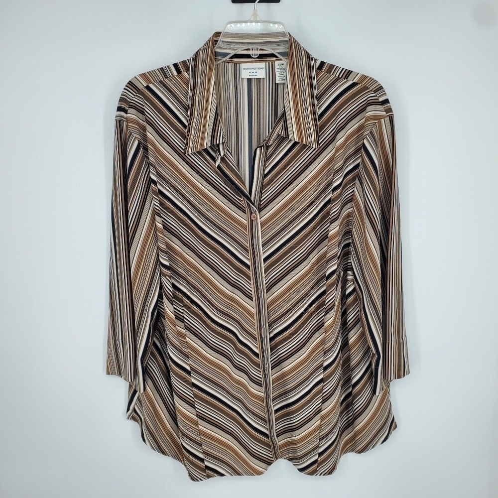 Covington Button Down Blouse Size 22w Womens Brow… - image 5